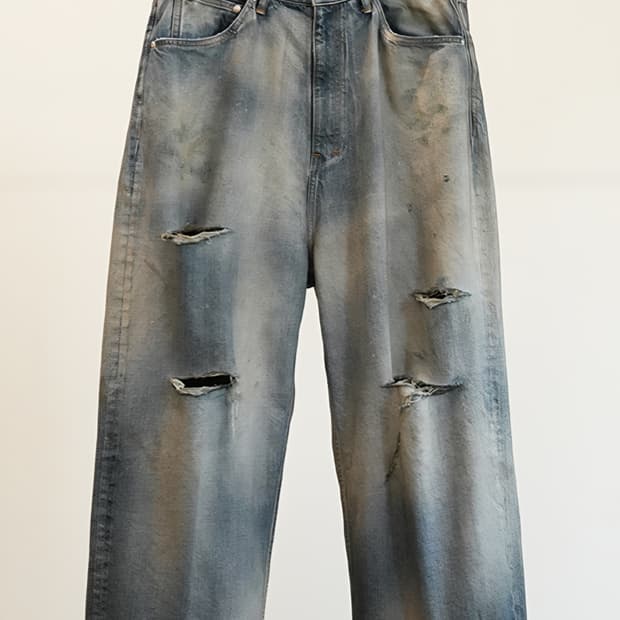 인셀름 DAMAGE WIDE 5P DENIM PANTS    