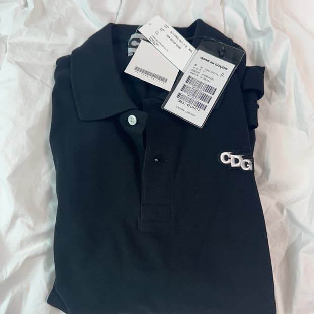 XXL 꼼데가르송 CDG 블랙 폴로 티셔츠