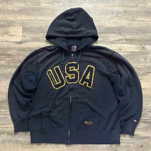 폴로 진스 랄프로렌 빈티지 USA 스펠아웃 풀집 후디