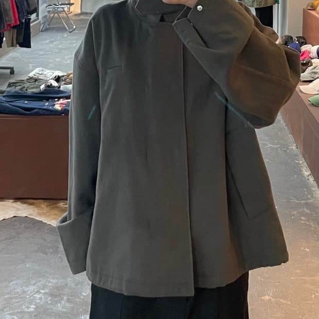 해칭룸 울 애쉬브라운 하프코트 H2122