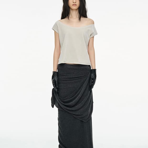 세릭 드레이프 롱스커트 차콜 1