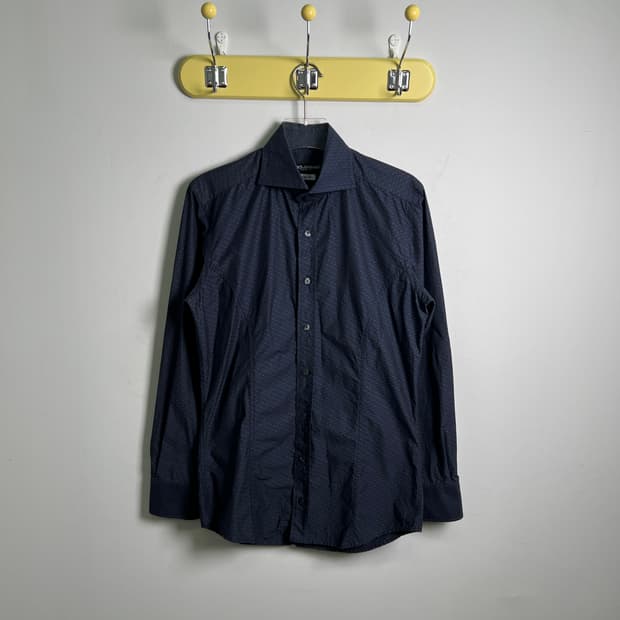 돌체앤가바나 네이비 슬림핏 패턴 셔츠 