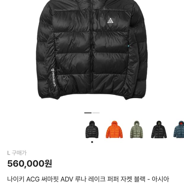 나이키 ACG 써마핏 ADV 루나 레이크 퍼퍼 자켓 블랙 - 아시아 L