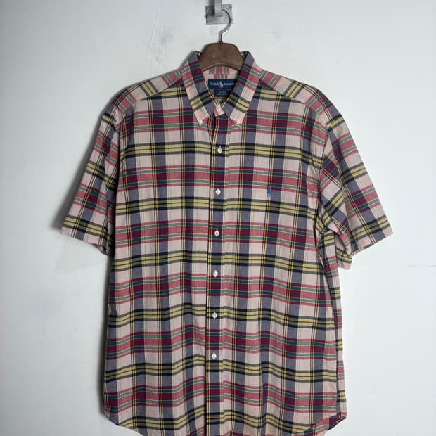 폴로 반팔 체크 셔츠