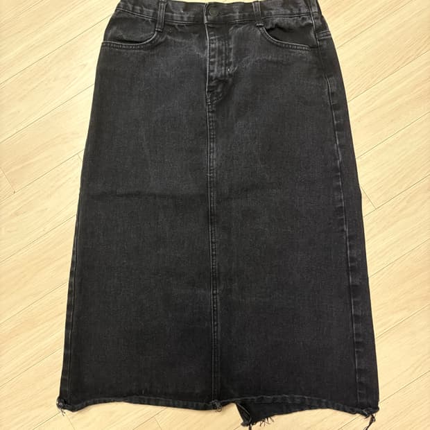 블랙 데님 롱 스커트
