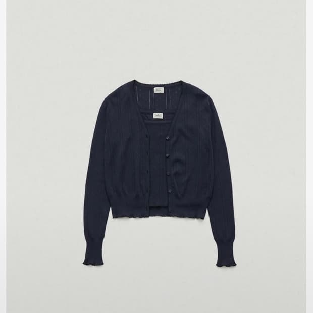 더바넷 Cotton Eyelet Knit Cardigan+슬리브리스
