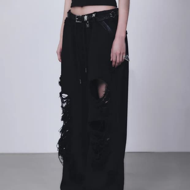 트리밍버드 Scratch Damage Wide Sweat Pants 