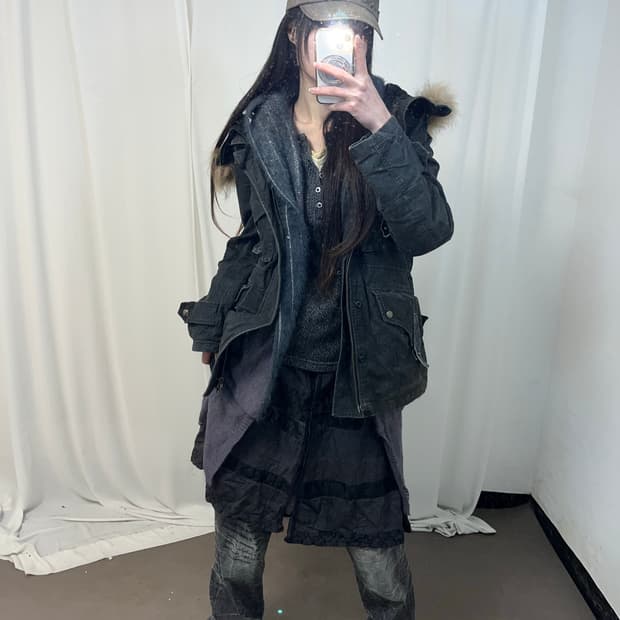 00‘s 네이비 그런지 울프죠 야상