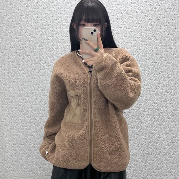 유니클로 U 캐주얼 빈티지 브라운 양털 후리스 자켓 L C10146