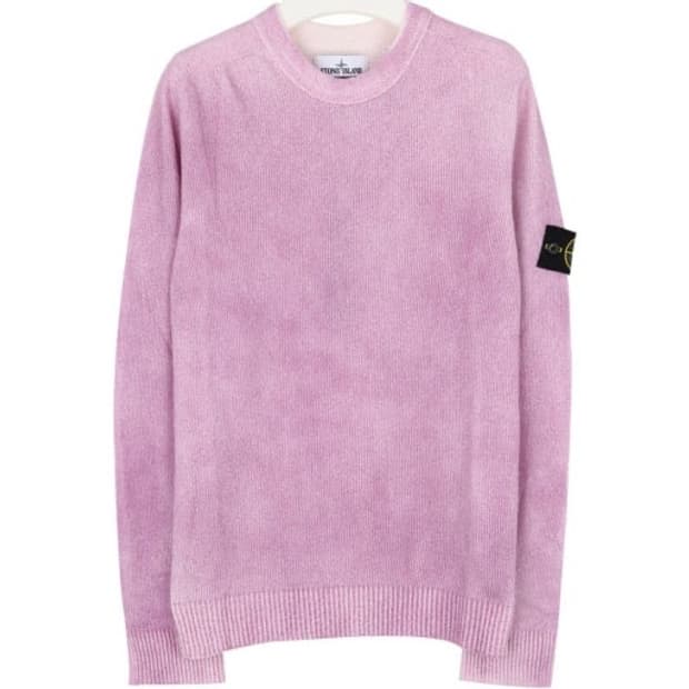 스톤아일랜드 와펜 워싱 코튼 니트 스웨터 핸드스프레이타이다이핑크스웻티셔츠