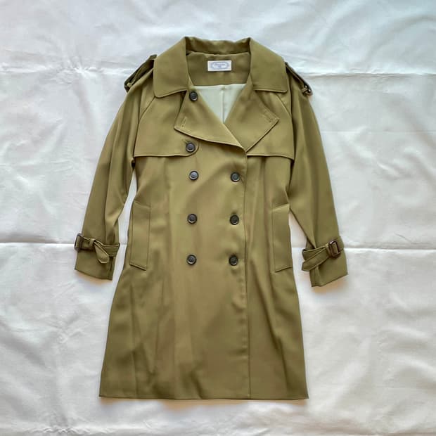 더블 클래식 트렌치코트 바바리코트 올리브 카키 코트 자켓