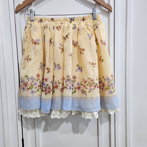 플라워 쉬폰 스커트