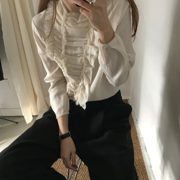 frill silk blouse