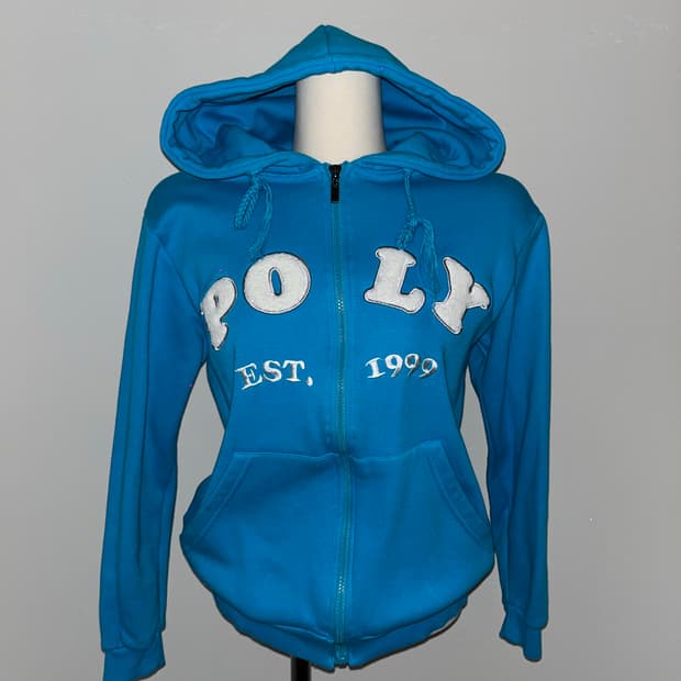 Blue Unique Hooded Zip-Up