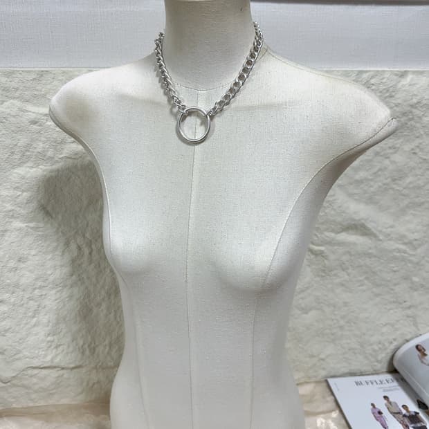 빈티지 마테 실버톤  링 쿠바체인 목걸이