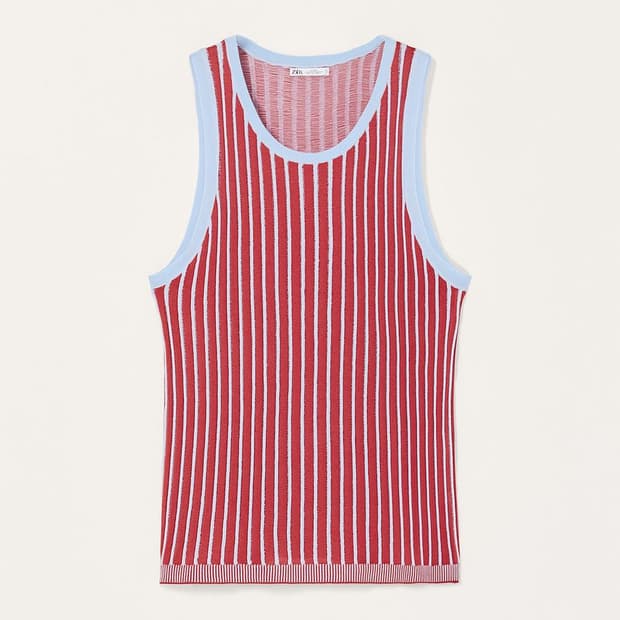 자라 리미티드 에디션 스트라이프 자카드 니트 탱크탑 새상품