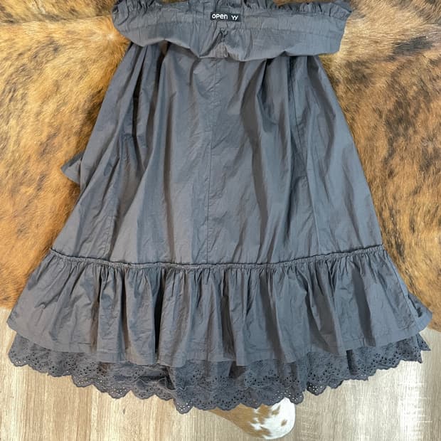 오픈 와이와이 롤드 웨이스트 미디 스커트 