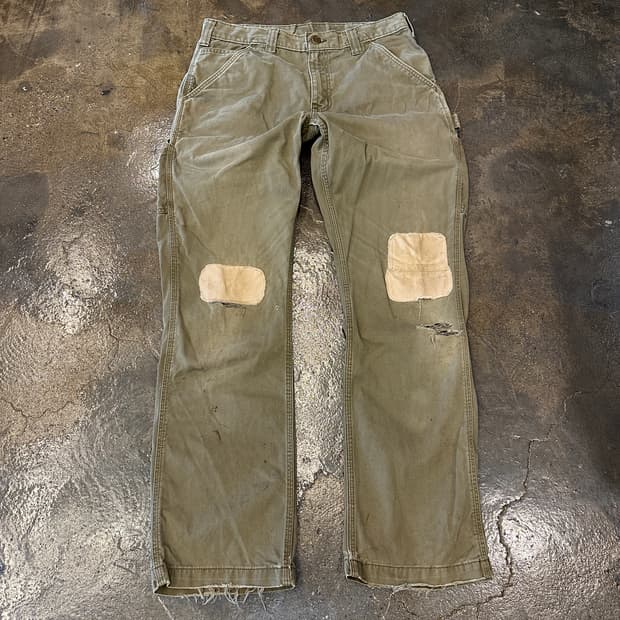Carhartt 칼하트 데미지드 릴렉스핏 워크팬츠 올리브 32x32