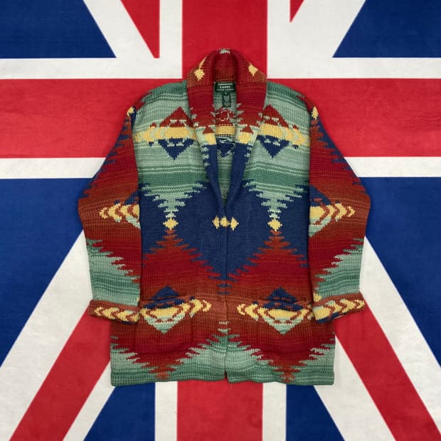 90s 랄프로렌 핸드니트 가디건 S 실측L