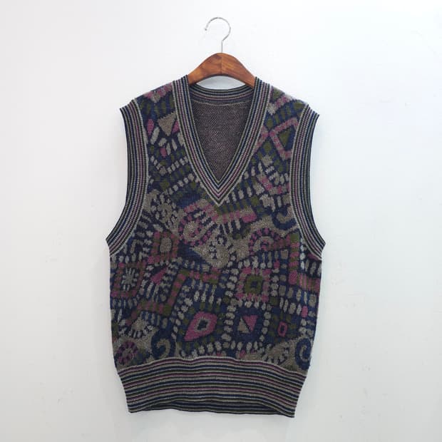 유니크 아트패턴 니트조끼 베스트 남녀공용 