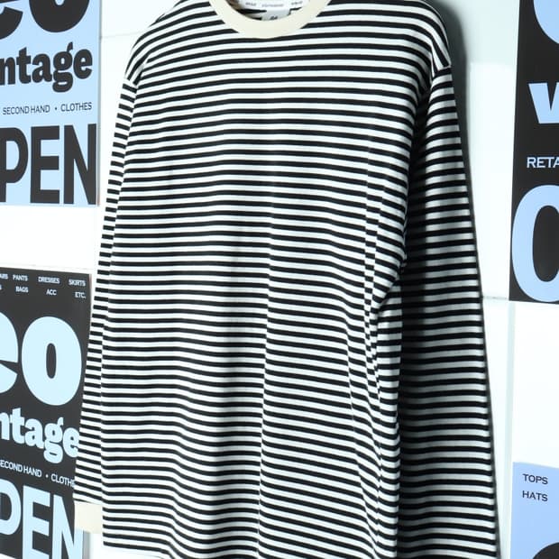 (M-XL) 로드 긴팔티셔츠 스트라이프 아메카지-H30015