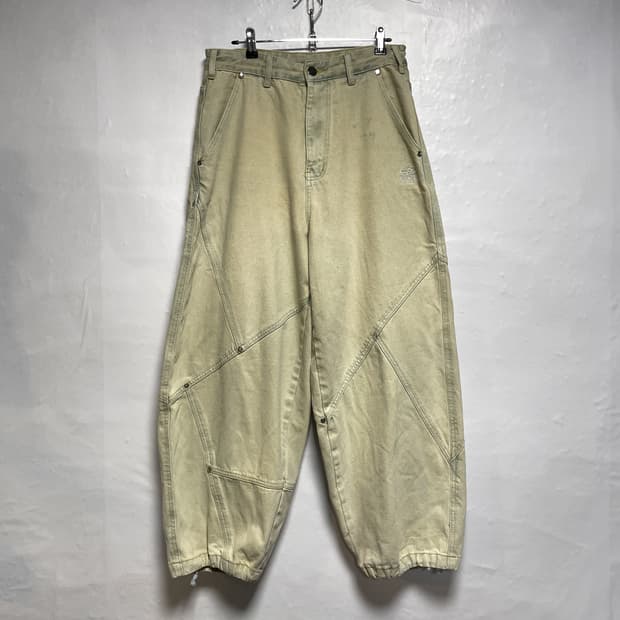 트래블 밀 데님 리벳 벌룬 팬츠 블리치드 블루