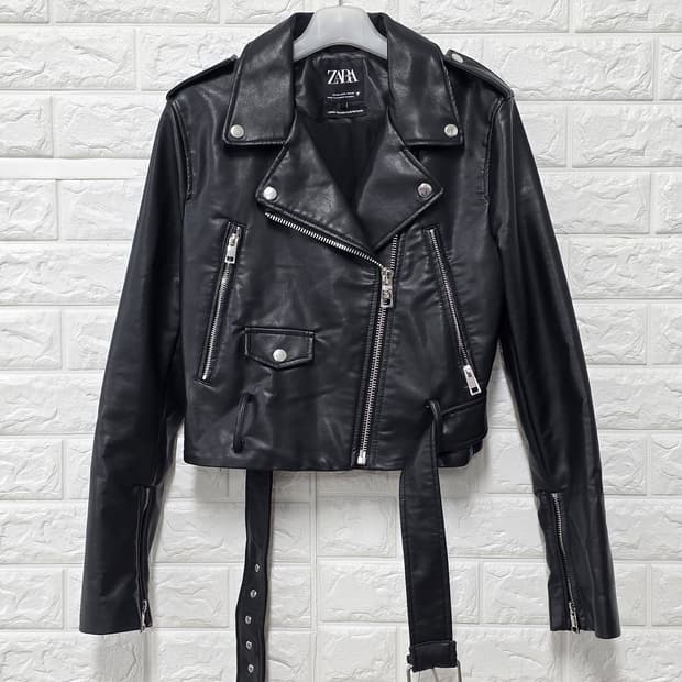 택포// 자라 ZARA 블랙 레더 자켓 M