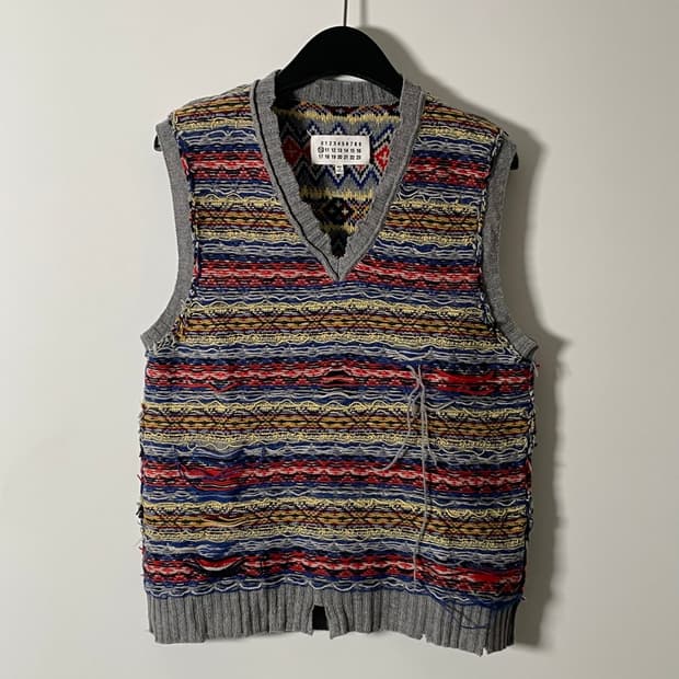 마르지엘라 우먼스 멀티컬러 리버스 페어아일 베스트 니트 (on.198) 