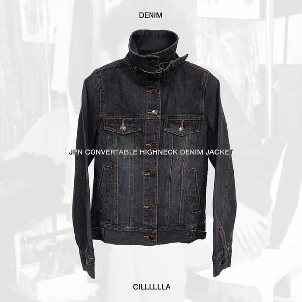 [M] 일본 빈티지 컨버터블 하이넥 데님 자켓