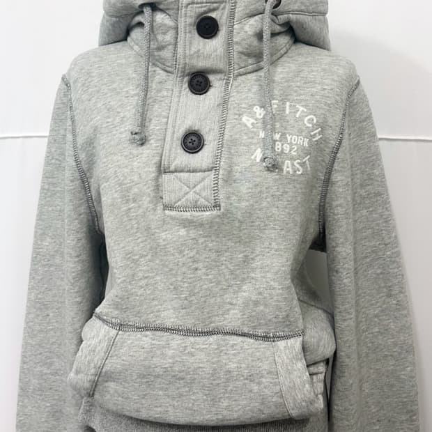 아베크롬비 빅 단추 후드 그레이