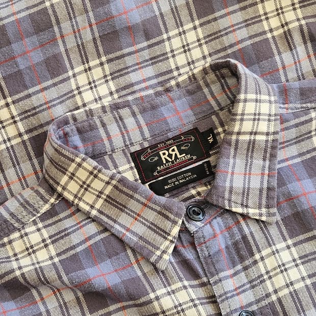 DOUBLE RL RRL 더블알엘 플란넬셔츠 체크셔츠 반팔 2XL 110