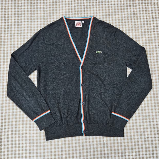 라코스테 얇은 니트 가디건 남자100