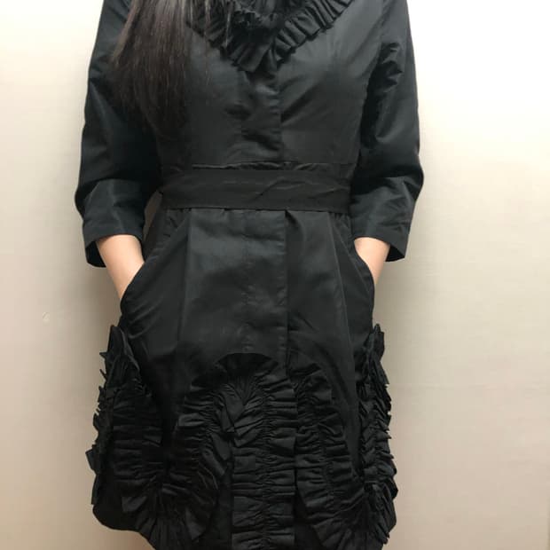 빈티지 블랙 프릴 미니 원피스