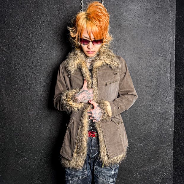 Brown fur trimmed jacket