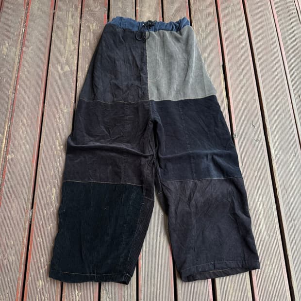 배색 블랙 코듀로이(골덴) 팬츠 004