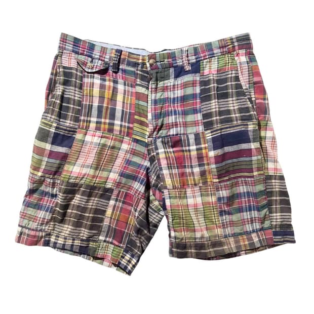 폴로 랄프로렌 마드라스 체크 패치워크 하프팬츠 반바지