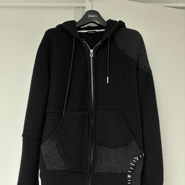 디젤 블랙 니트 후드집업