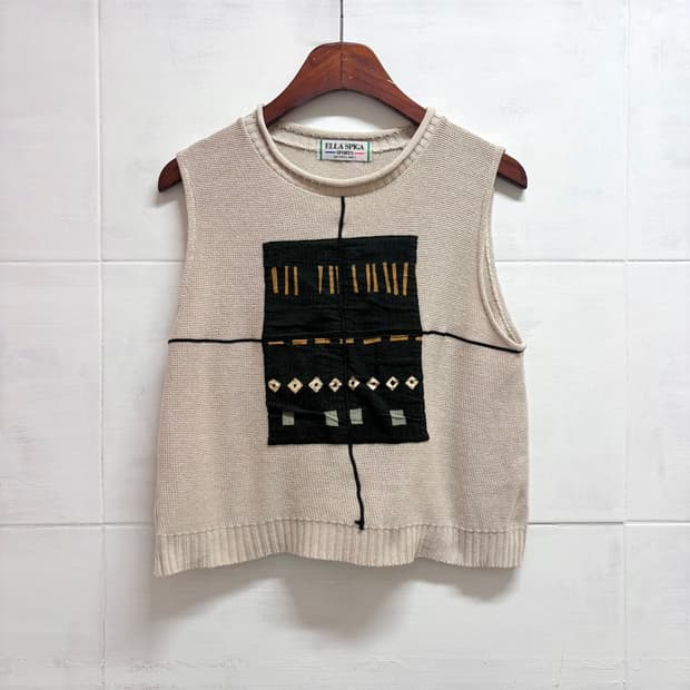 ELLA SPIGA 에스닉 패치 니트 베스트 JPN