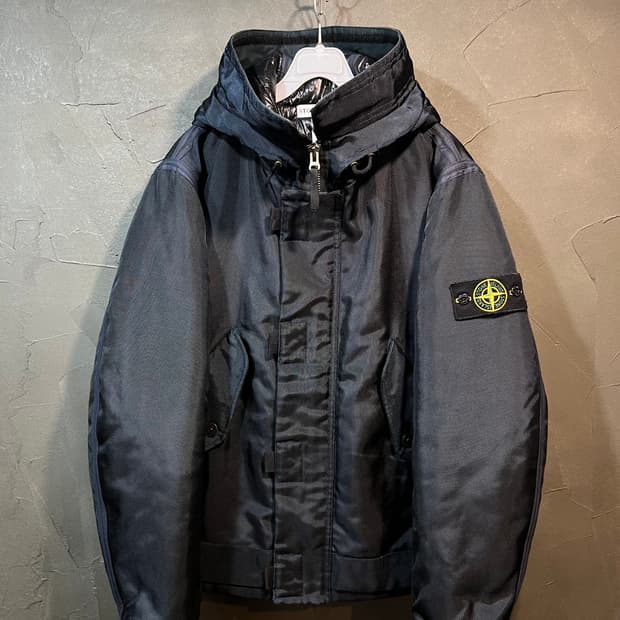 [L] STONE ISLAND 스톤 아일랜드 블랙 후드 봄버 자켓