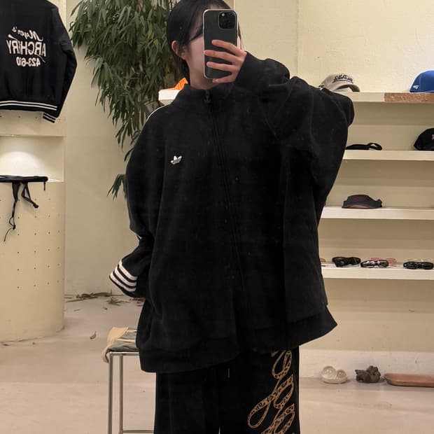 아디다스 부클 박시핏 블랙 트랙 자켓 U299