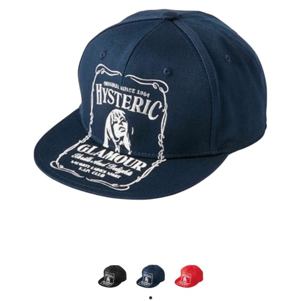 히스테릭 글래머 자수 캡 네이비
