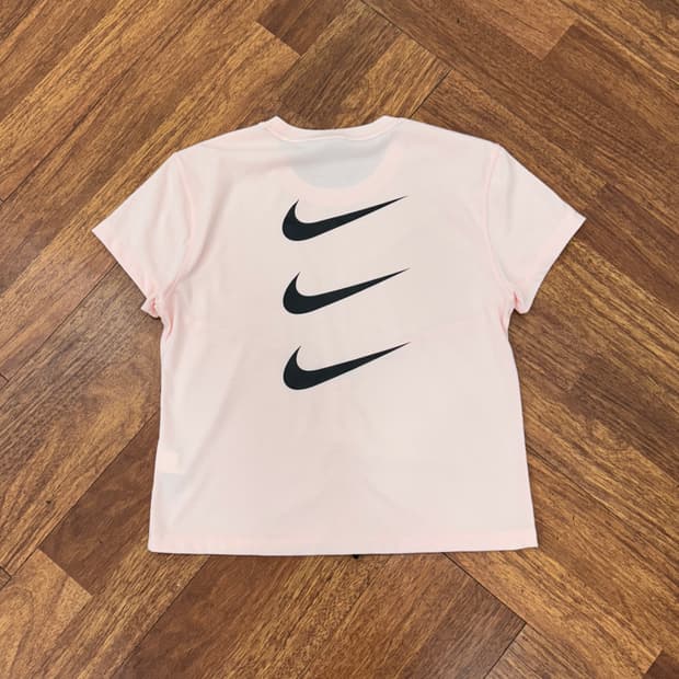 여성용 L 나이키 런닝 디비전 빅로고 라운드 티셔츠 