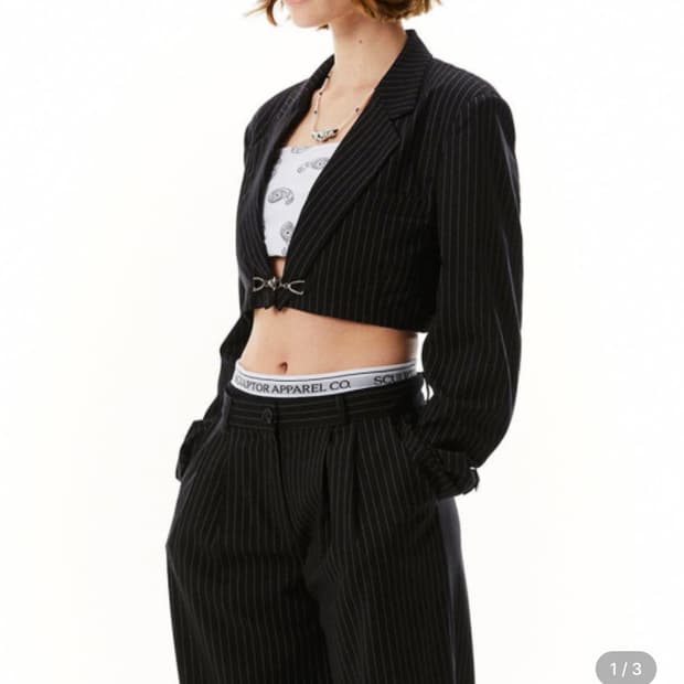 스컬프터 Horsebit Cropped Blazer Black Pin 