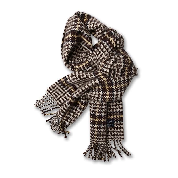 드레익스 [Drake's] 하운드투스 브라운 체크 스코틀랜드 머플러