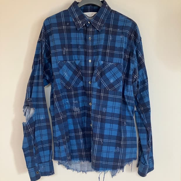 언유즈드 데미지 체크 셔츠 4사이즈