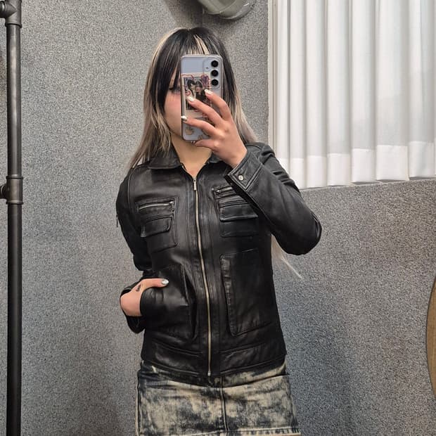 VINTAGE ZIPPER LEATHER JACKET 