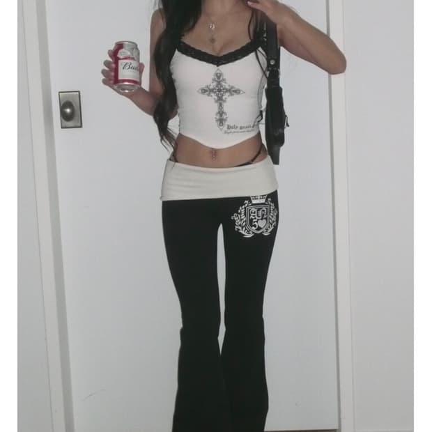 엔젤넘버555 부츠컷 폴디드 팬츠 블랙