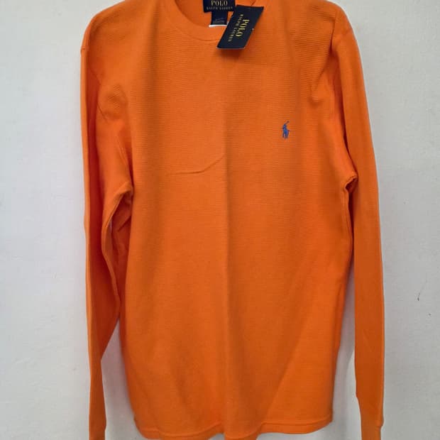 폴로 랄프로렌 오렌지 와플 긴팔 티셔츠 M