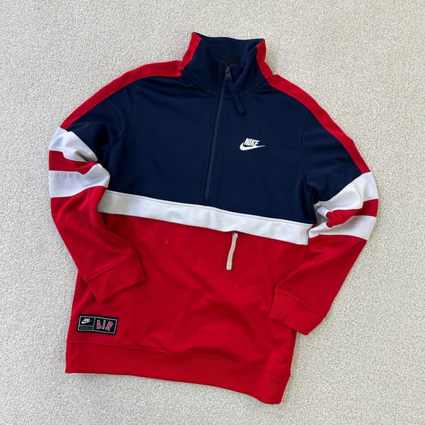 L 나이키 배색 반집업 맨투맨 0323D