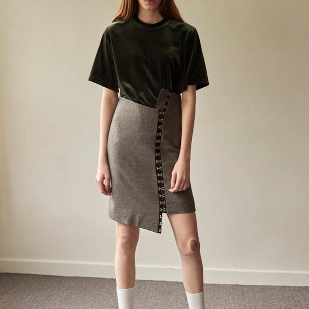 로클 체크 후크 스커트 